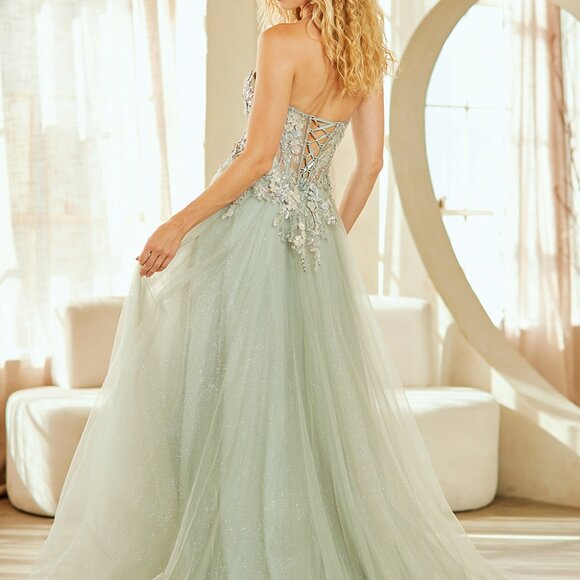 Strapless floral prom dress.Party gala evening wedding guest special occasion - Picture 3 of 8